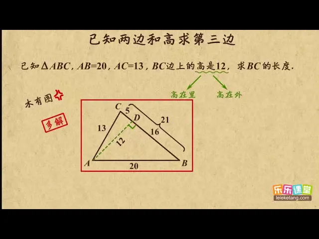 06已知两边和高求第三边 勾股定理 初中数学初二